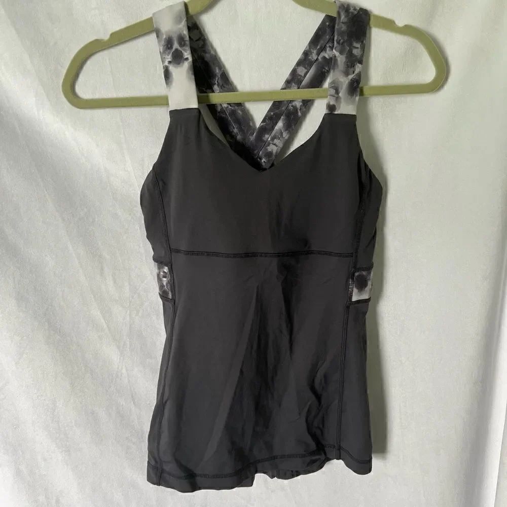 Lululemon Push Ur Limits Tank Coal/Black Roses sz 6